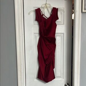 Betsy & Adam Red Asymmetrical Bodycon Dress